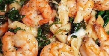 Cheese Shrimp Penne Pasta & Spinach