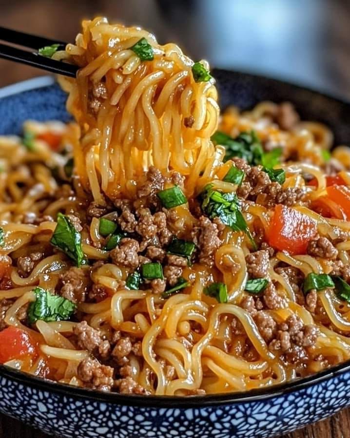 Mongolian Ground Beef Noodles