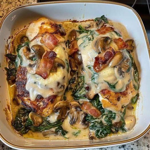 Smothered Chicken with Creamed Spinach