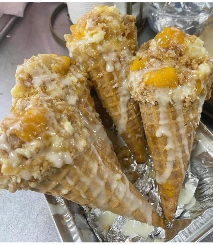 Peach Cobbler Cheesecake Cones