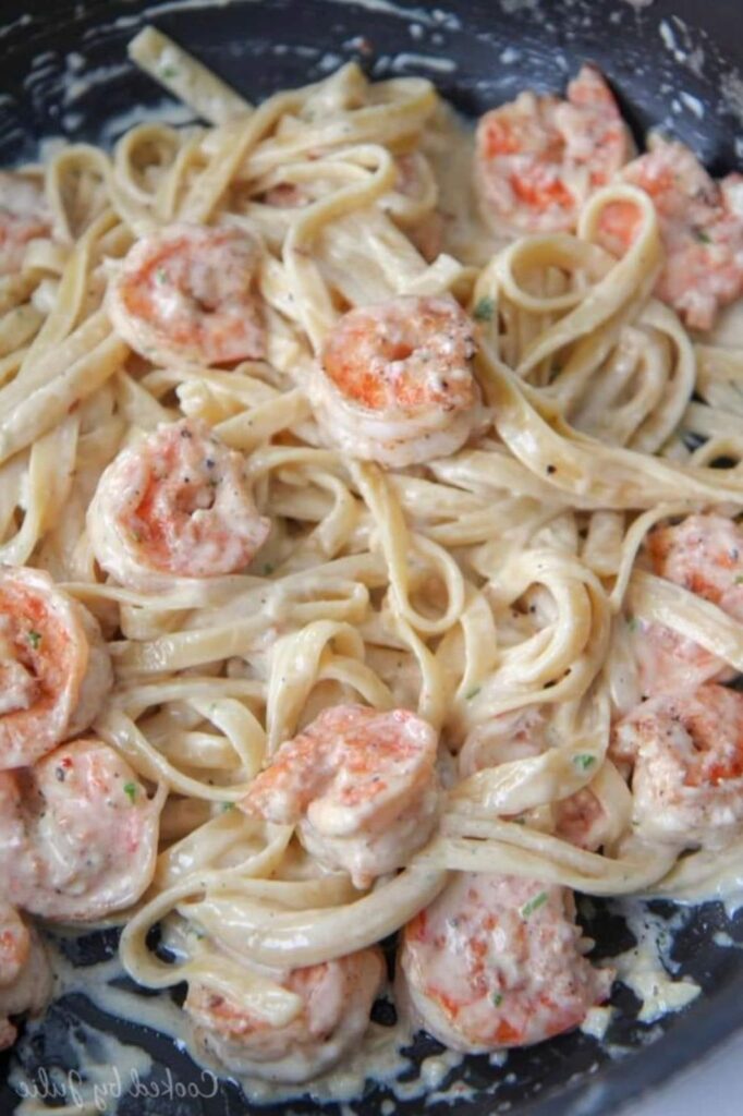 One-Pan Shrimp Fettuccine Alfredo