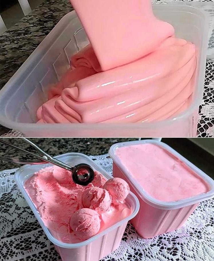 Homemade strawberry ice cream