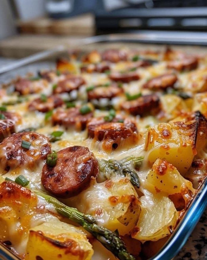 Hearty Sausage and Potato Casserole with Spring Veggies