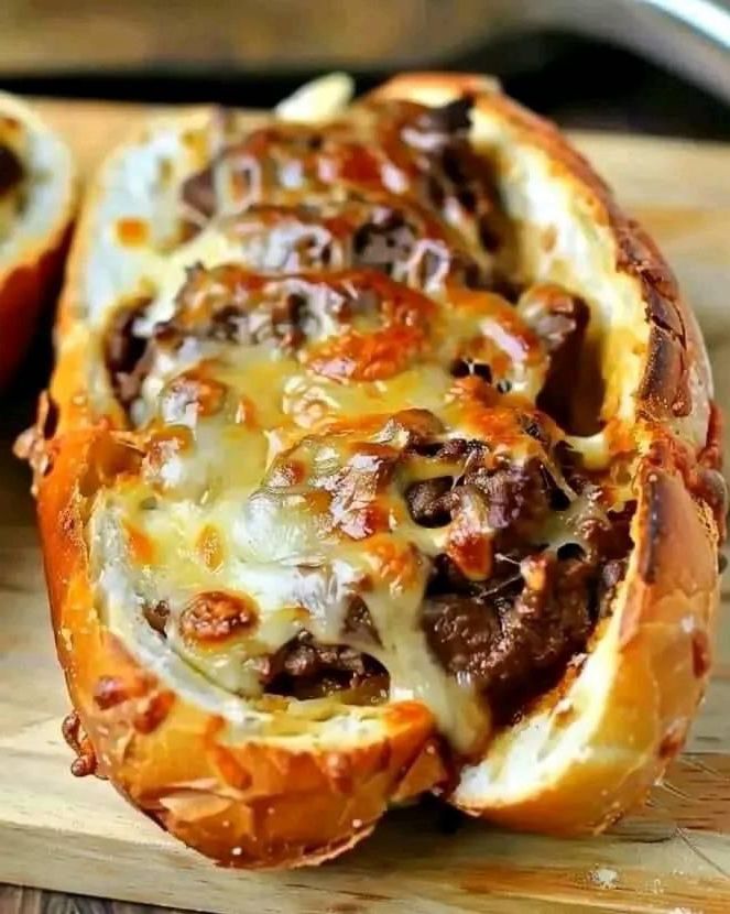 Gourmet Cheesy Beef Baguette