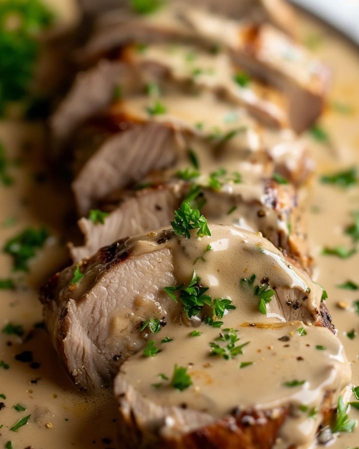 Slow Cooker Pork Tenderloin with Creamy Dijon Sauce