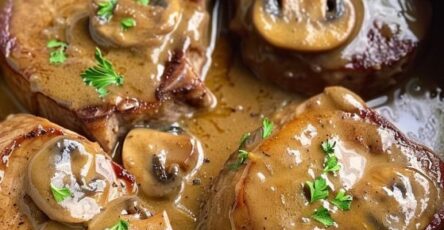 Slow Cooker Smothered Pork Chops with Mushroom Gravy