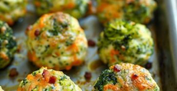 Baked Broccoli Cheese Balls with Bacon Bits