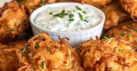 Amish Onion Fritters with Chive Dip