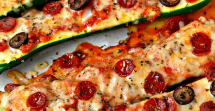 PIZZA STUFFED ZUCCHINI BOATS