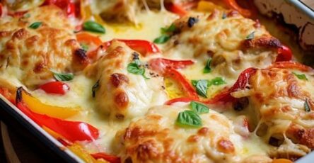 Cheesy Baked Chicken and Peppers