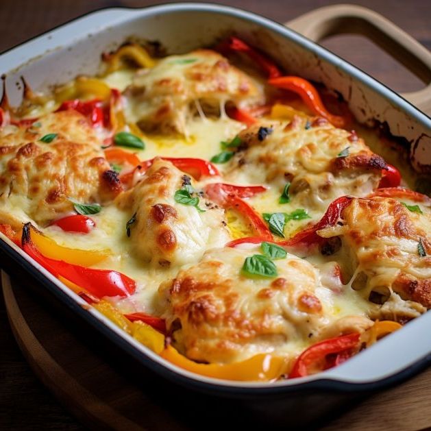 Cheesy Baked Chicken and Peppers