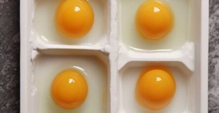 Crack eggs into ice cube tray & put in freezer. Here's why