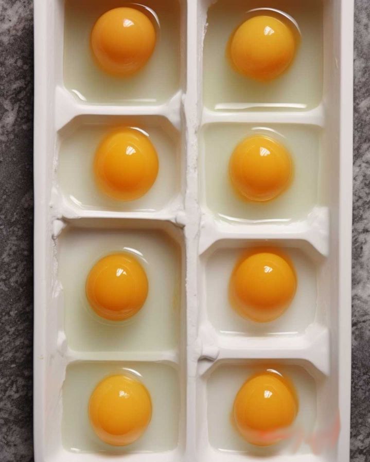 Crack eggs into ice cube tray & put in freezer. Here's why