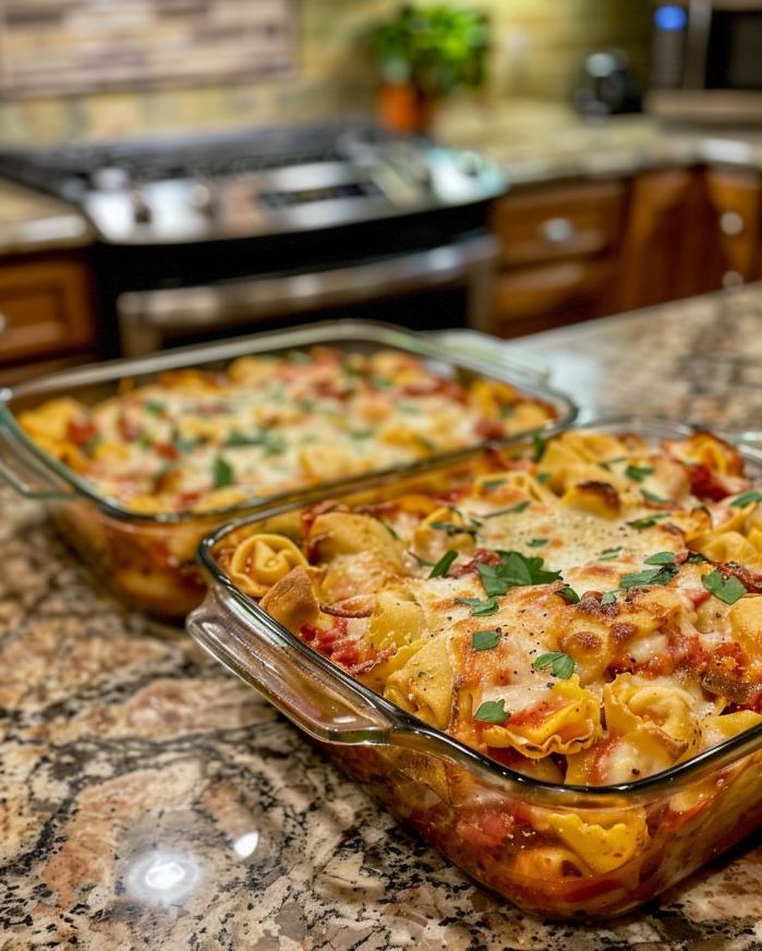 Sun-dried Tomato and Chicken Tortellini Bake