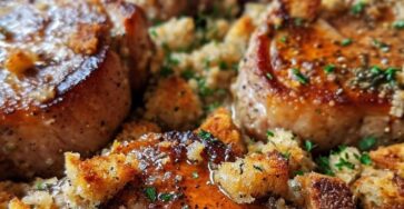 Herbed Pork Chop and Golden Stuffing Bake