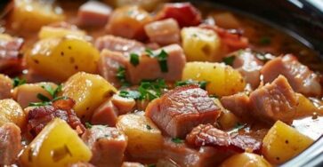 Slow Cooker Ham and Potatoes Stew