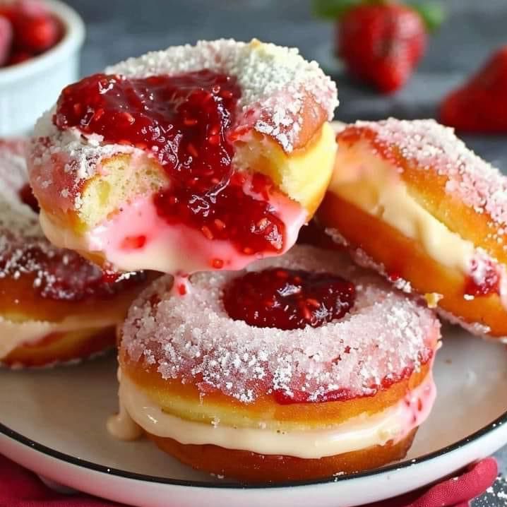 Strawberry Cheesecake Stuffed Donuts