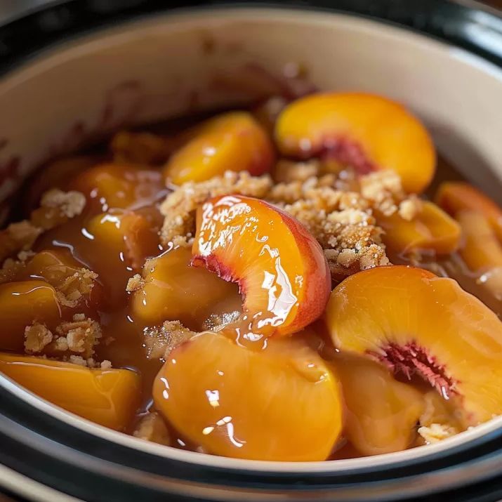 Easy Peasy Slow Cooker Peach Cobbler