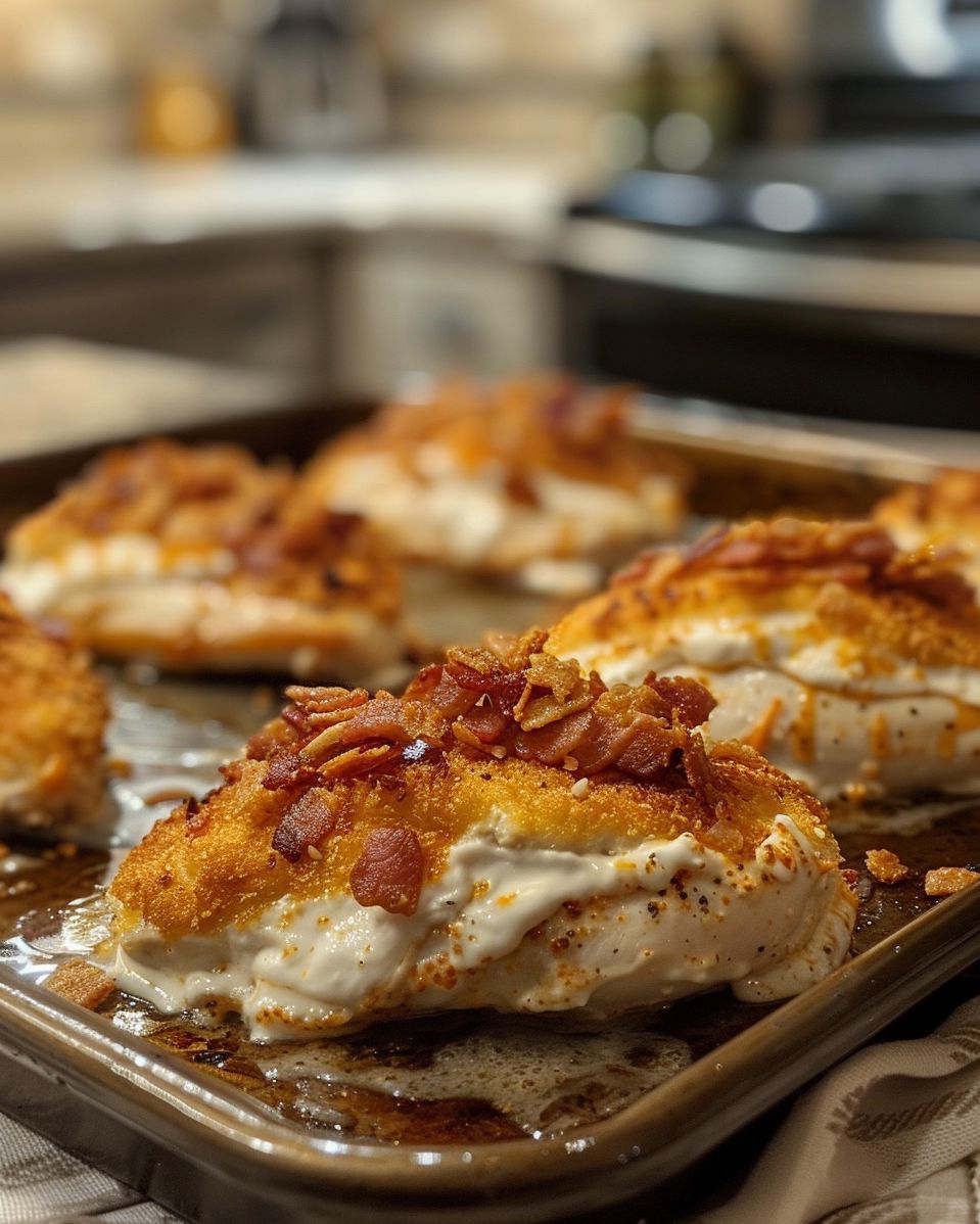 Oven Cream Cheese and Bacon Stuffed Doritos Chicken