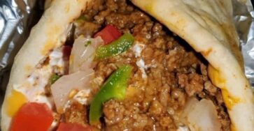 HOMEMADE HAMBURGER PEPPERS AND ONION GYROS