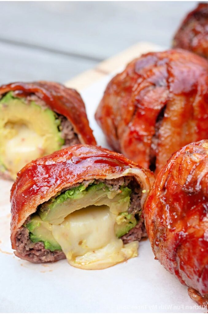 Bacon Wrapped Avocado Burger Bombs