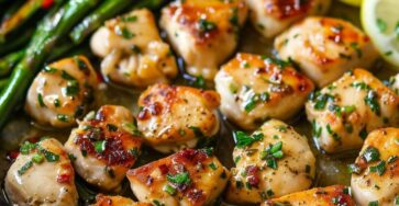 Garlic Butter Chicken Bites with Lemon Asparagus