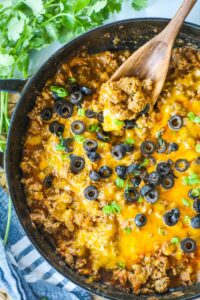 Cheesy Beef Enchilada Skillet