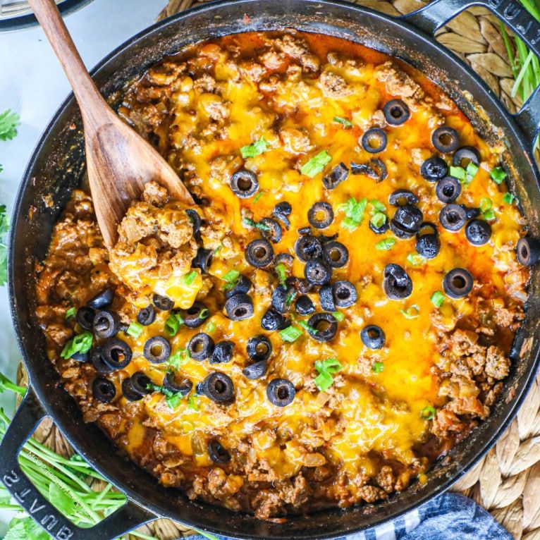 Cheesy Beef Enchilada Skillet