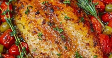 Baked Fish with Cherry Tomatoes and Olives