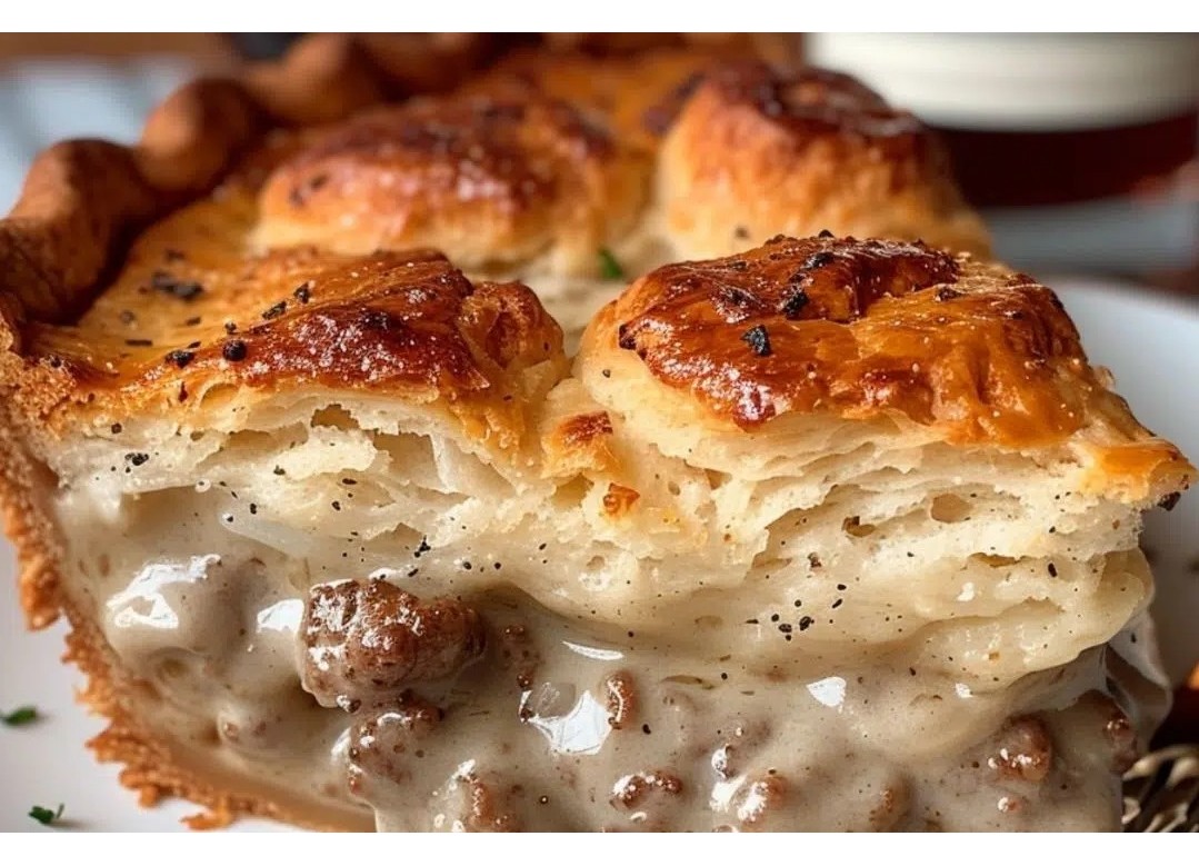 Sausage Gravy and Biscuit Pie