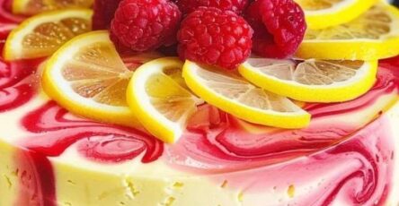 Lemon Raspberry Swirl Cheesecake