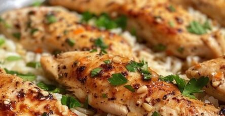 Chicken with Garlic Parmesan Rice