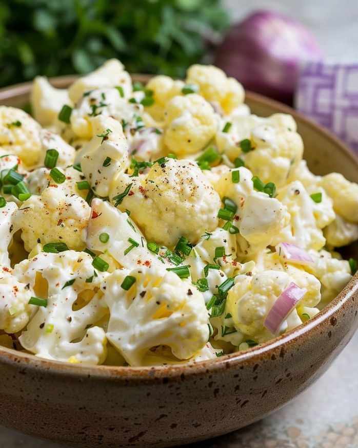 Low Carb Creamy Cauliflower Potato Salad