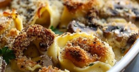 Four Cheese Tortellini and Mushroom Casserole