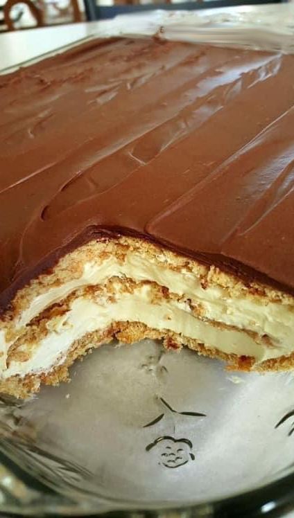 NO BAKE CHOCOLATE ECLAIR CAKE