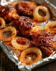 Baked Barbecue Chicken Thighs with Onions