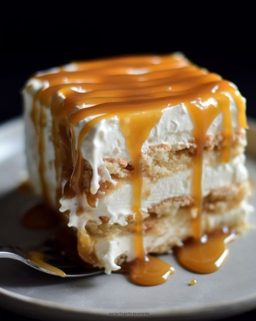 Ritz Cracker Salted Caramel Icebox Cake