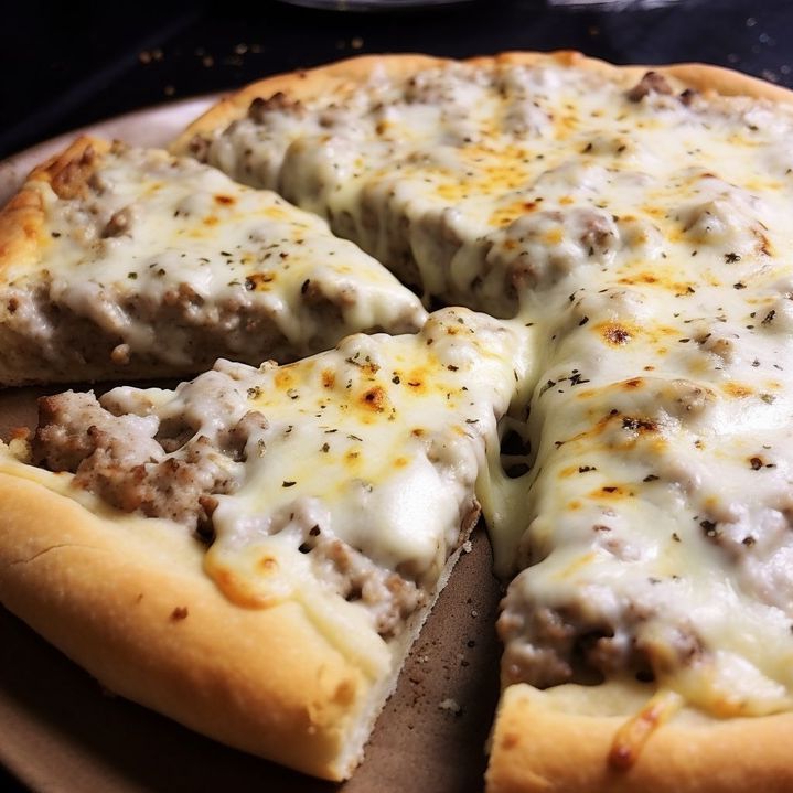 Sausage and Gravy Pizza with Bisquick Crust