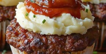 Meatloaf Cupcakes with Whipped Potato