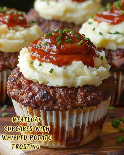 Meatloaf Cupcakes with Whipped Potato