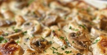 Creamy Caesar Chicken and Mushroom Bake