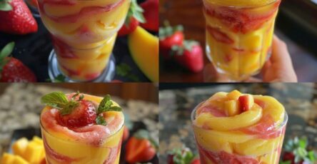 Fresh Mango Strawberry Swirled Slushies