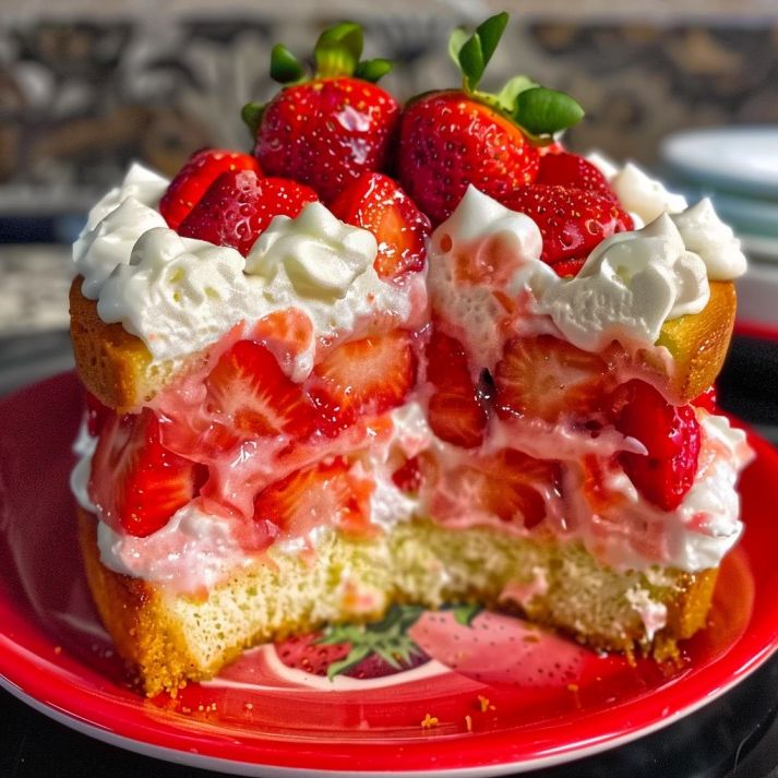 Strawberry Earthquake Cake