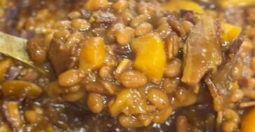 Peach Bourbon Baked Beans