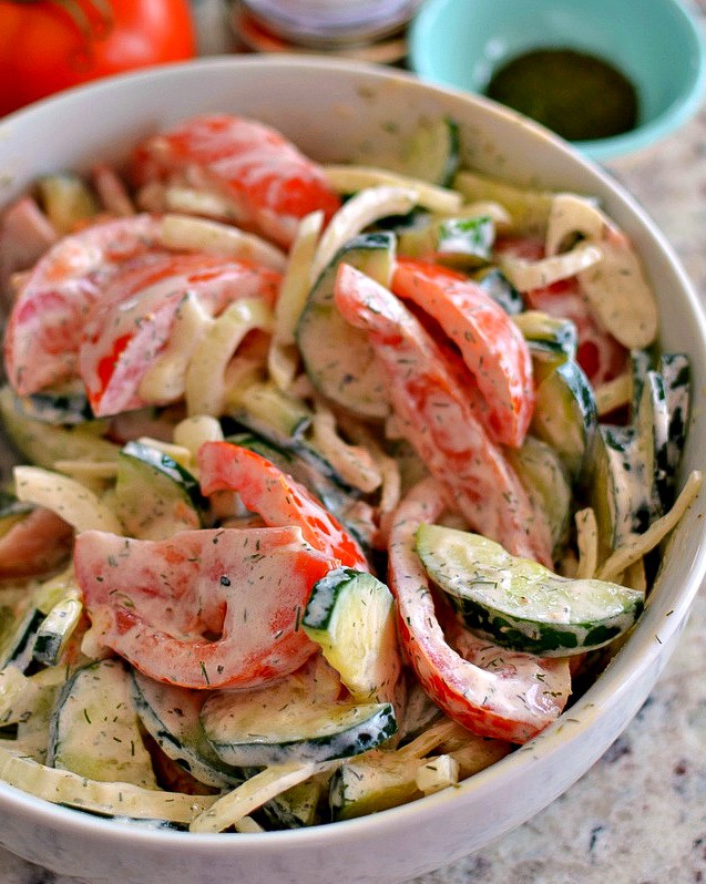 CREAMY CUCUMBER TOMATO SALAD