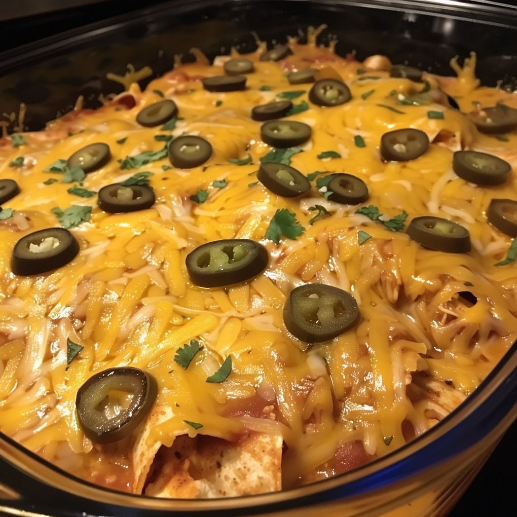 Cheesy Chicken Enchilada Casserole