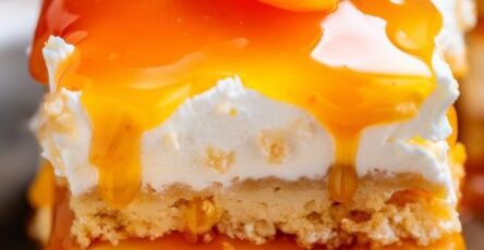 Decadent Peach Caramel Cheesecake Bars