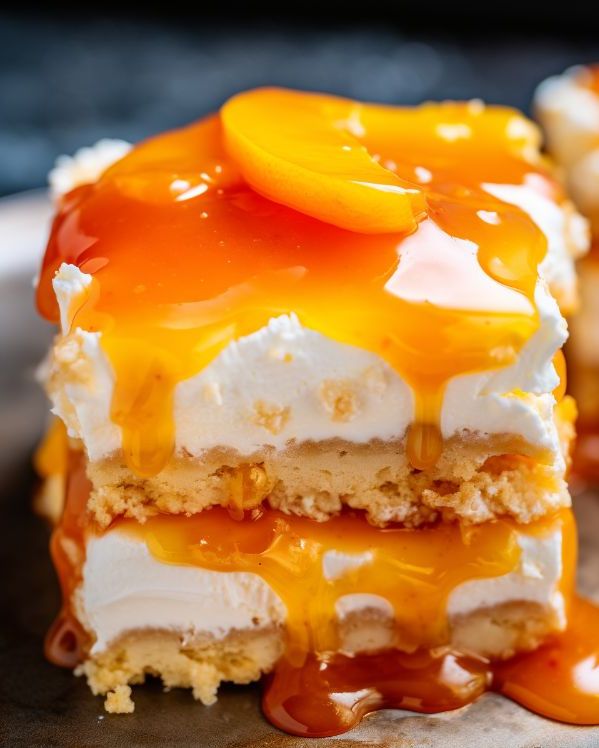 Decadent Peach Caramel Cheesecake Bars