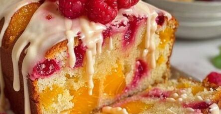 Delicious Peach Raspberry Cake