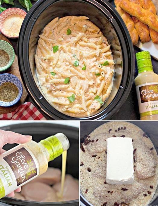 Creamy Italian Slow Cooker Chicken Pasta